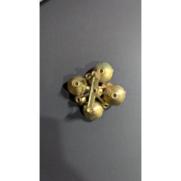 Vintage Gold-Tone Brooch With Blue Rhinestones Cluster Design - Picture 6 of 7